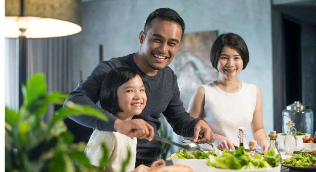 Family in California home