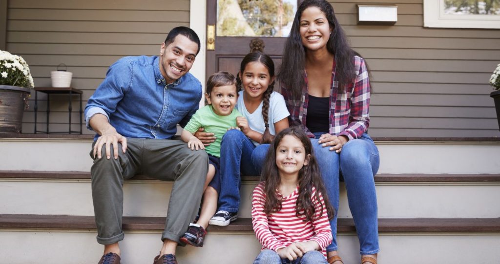 Family on front porch